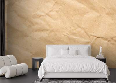 Abstract crumpled and creased recycle brown paper texture background Wall mural