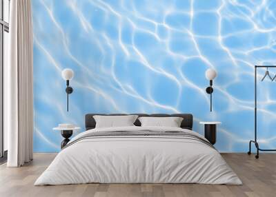 Abstract transparent water shadow surface texture natural ripple on blue background Wall mural