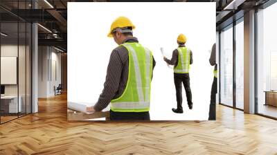 Asian man construction engineer isolated on white background Wall mural