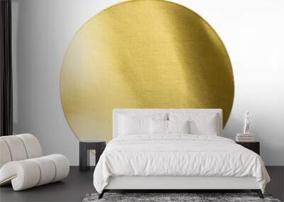 blank golden round adhesive paper metallic sticker label isolated on white background Wall mural