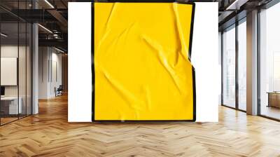 Blank warning sign yellow color with black frame sticker isolated on white background Wall mural