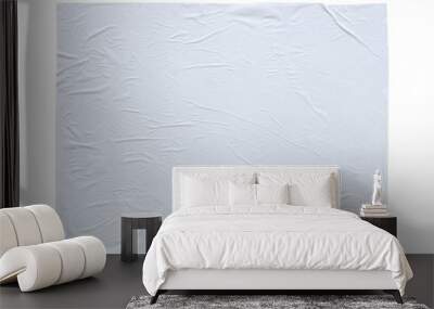 Blank white crumpled and creased sticker paper poster texture isolated on white background Wall mural