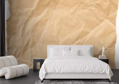 Brown Cardboard paper piece isolated on white background Wall mural