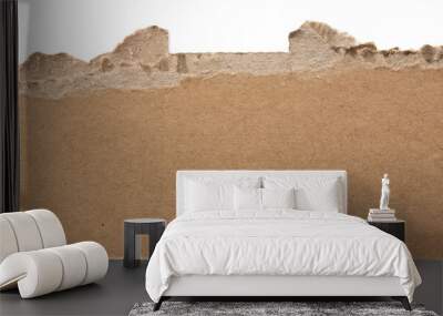 Brown Cardboard paper piece isolated on white background Wall mural