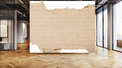 Brown Cardboard paper piece isolated on white background Wall mural