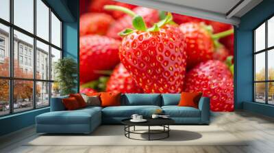 Fresh organic red ripe Strawberry fruit background closeup Wall mural