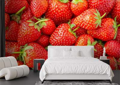 Fresh organic Strawberry fruit background Top view closeup Wall mural