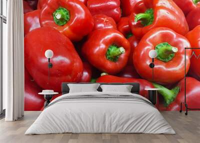 Fresh red sweet bell peppers Wall mural