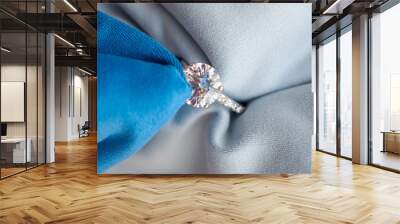 Jeweller hand polishing and cleaning jewelry diamond ring with micro fiber fabric Wall mural