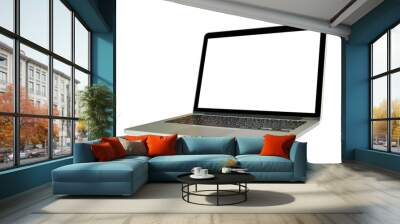 Laptop computer with blank screen isolated on white background Wall mural