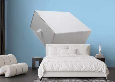 Mockup white box float on blue background Wall mural