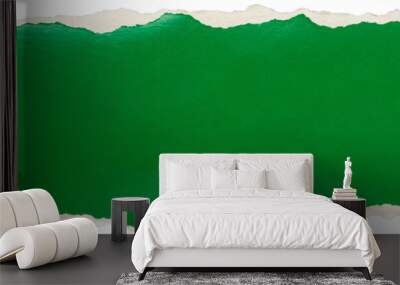 piece of green paper tear isolated on white background Wall mural