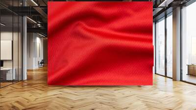 Red sports clothing fabric football jersey texture close up Wall mural