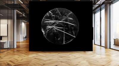 transparent adhesive round plastic sticker label isolated on black background Wall mural