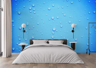 Water drops on blue background Wall mural