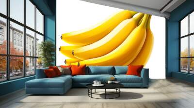 A bunch of four ripe yellow bananas isolated on a black background. Wall mural