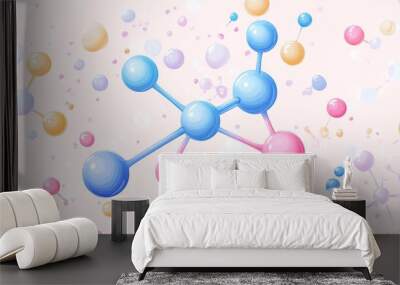 Colorful molecular structure illustration on a soft background, perfect for scientific or educational concepts. Wall mural