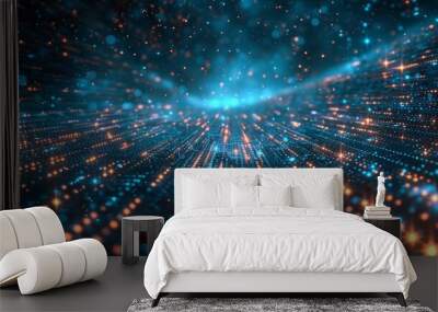 Binary deities shape our digital cosmos, fusing tech with cosmic lore as constellations sync. Wall mural