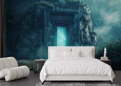 Fantasy portal glowed, inviting travelers to cross into a realm of enchantment. Wall mural