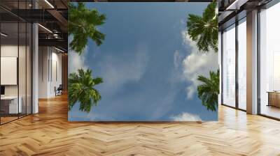 Palm trees. Travel and tourism concept. Low angle shot. 3d rendering Wall mural