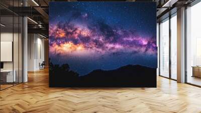 Colorful milkyway galaxy night stars landscape Wall mural