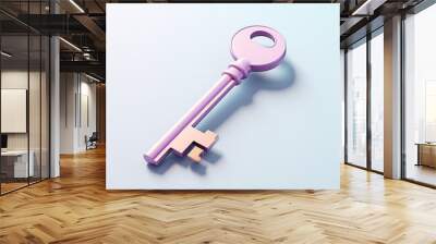 A colorful pink key resting on a smooth surface, symbolizing access, security, and unlocking potential in creative design. Wall mural