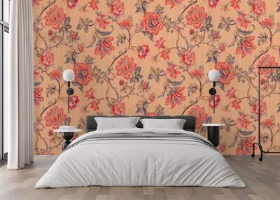 Rose pattern on fabric as background Wall mural