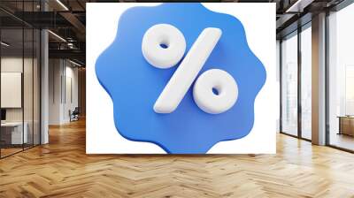 3d rendering of blue sale tag 3d label. Wall mural