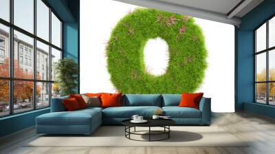 3d rendering of grass letters alphabet,the word o. Wall mural