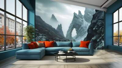 a rocky mountain with a large arch in the middle of it Wall mural