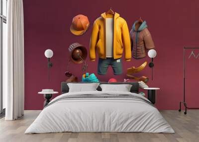 3d rendering of clothing style elements Wall mural