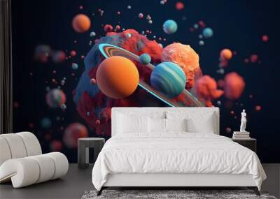 3d rendering of space elements Wall mural