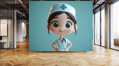 A cartoon character cute Nurse job Wall mural