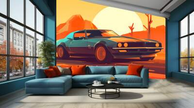 Car Games Illustration Flat Vector Wall mural