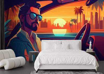 Driver games Illustration Flat Vector Wall mural