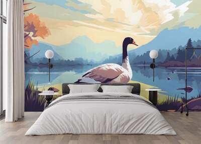 Goose in nature Illustration Vector Wall mural