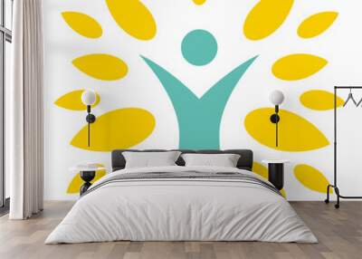 Human tree logo design template Wall mural