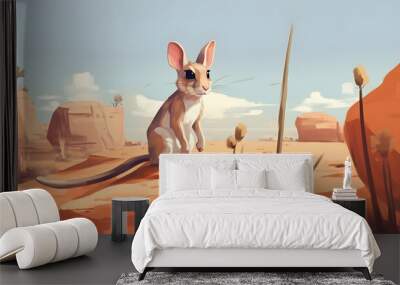 Kangaroo Rat In Nature illustration vector Wall mural