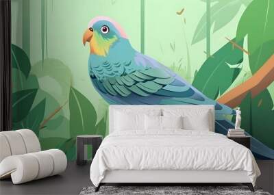 Parakeet In Nature Illustration Vector Wall mural