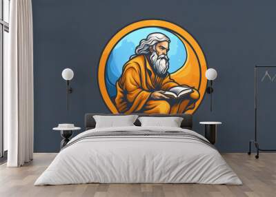 Philosopher Illustration Logo Wall mural