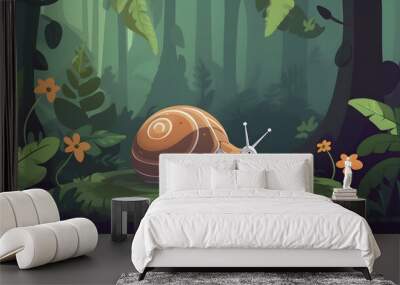 Slug In nature illustration vector Wall mural