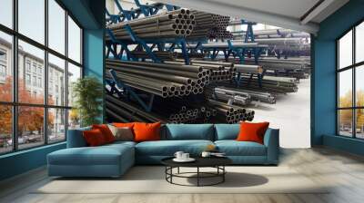 steel pipes in the factory Wall mural