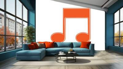 Orange music note icon Wall mural