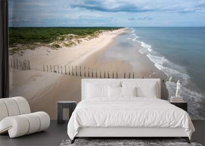 Aerial View of the North Carolina and Virginia Border at the beach between Virginia Beach and Carova Wall mural