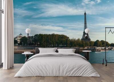 Eiffel Tower and Seine River in Paris, France Wall mural