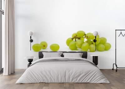 green grapes isolated on white Wall mural