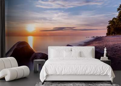 Dusk Sunset Lake Michigan Beach Wall mural