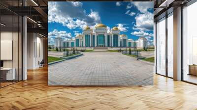 Astana's White House of Government Akorda, captured on July 29, 2024, in a panoramic shot that showcases Wall mural