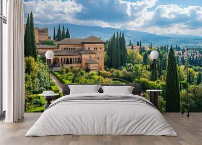 The Alhambra in Granada, Spain, with its intricate architecture and gardens. Wall mural