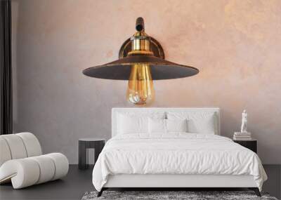 Retro light bulb hanging on the wall as decoration Wall mural